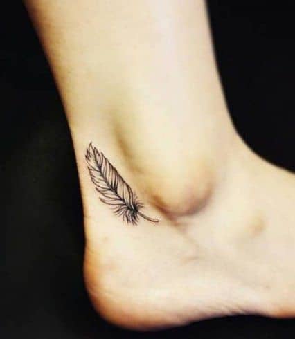 Feather tattoo on foot back side